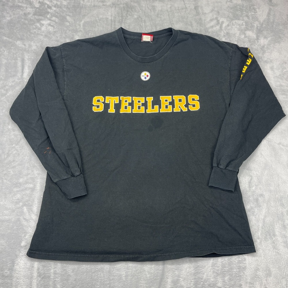 Pittsburgh Steelers T-Shirt Mens 2XL Black NFL Football Sports Crewneck Pullover